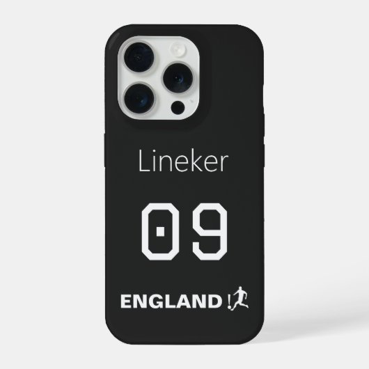 England Soccer Black White Case Custom Name iPhoneケース (裏面)