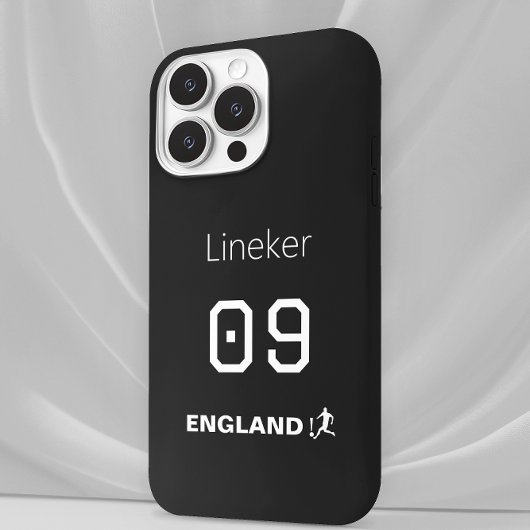 England Soccer Black White Case Custom Name iPhoneケース