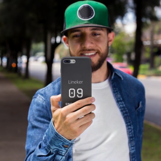 England Soccer Black White Case Custom Name iPhoneケース