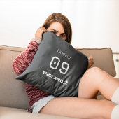 England Soccer Black White Custom Name Number クッション