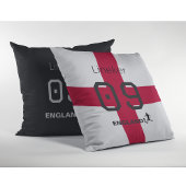 England Soccer Black White Custom Name Number クッション