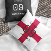 England Soccer Black White Custom Name Number クッション