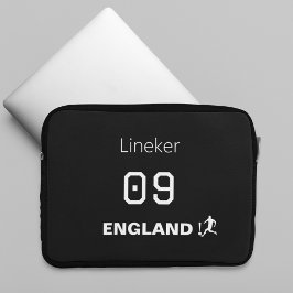 England Soccer Black White Custom Name Number ラップトップスリーブ