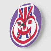 ENGLAND UK FACE HEART BY MASANSER ラージ壁時計 (傾斜)