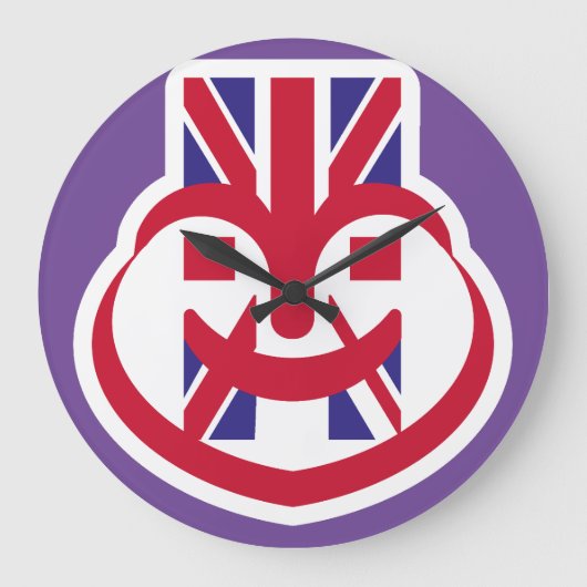 ENGLAND UK FACE HEART BY MASANSER ラージ壁時計 (正面)