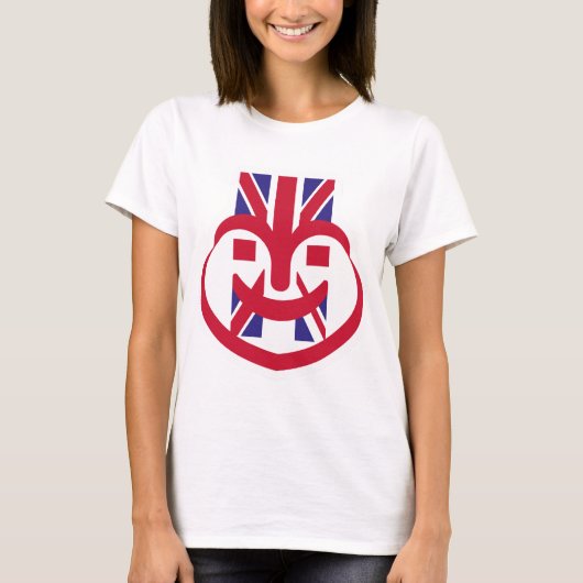 ENGLAND UK FACE HEART BY MASANSER Tシャツ (正面)