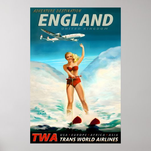 England United Kingdom TWA Trans World Airlines ポスター (正面)