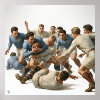 England vs France - Vintage Rugby Print ポスター