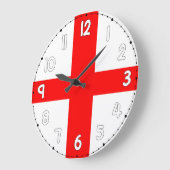 England Wall Clock Flag White & Red ラージ壁時計 (傾斜)