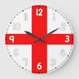 England Wall Clock Flag White & Red ラージ壁時計