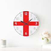 England Wall Clock Flag White & Red ラージ壁時計 (ホーム)