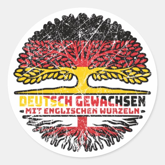 Englisch Deutsch Deutschland Baum Wurzel ラウンドシール (正面)