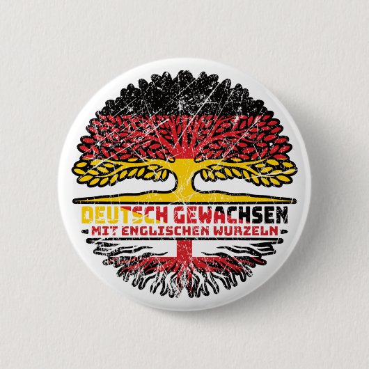 Englisch Deutsch Deutschland Baum Wurzel 缶バッジ (正面)