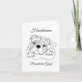 Englische Bulldogge Personalisierte One-Line Art カード