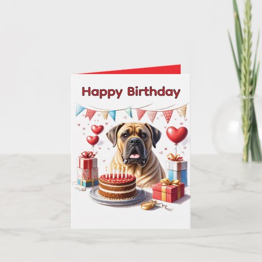Englische Dogge Mastiff Birthday  シーズンカード (正面)