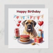 Englische Dogge Mastiff Birthday  シーズンカード (正面/裏面)