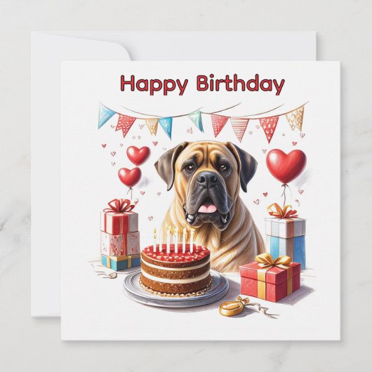 Englische Dogge Mastiff Birthday  シーズンカード (正面)