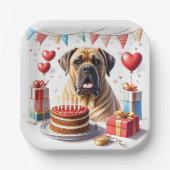 Englische Dogge Mastiff Birthday ペーパープレート (正面)
