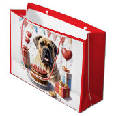 Englische Dogge Mastiff Birthday ラージペーパーバッグ (正面アングル)