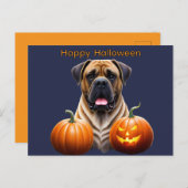 Englische Dogge Mastiff Halloween シーズンポストカード (正面/裏面)