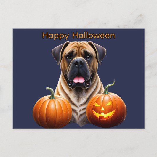Englische Dogge Mastiff Halloween シーズンポストカード (正面)