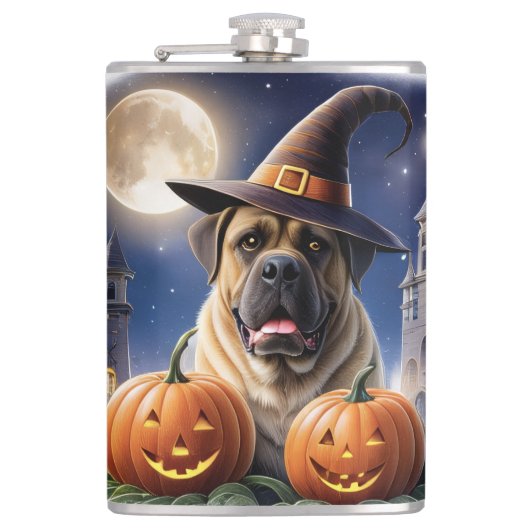 Englische Dogge Mastiff Halloween フラスク (正面)