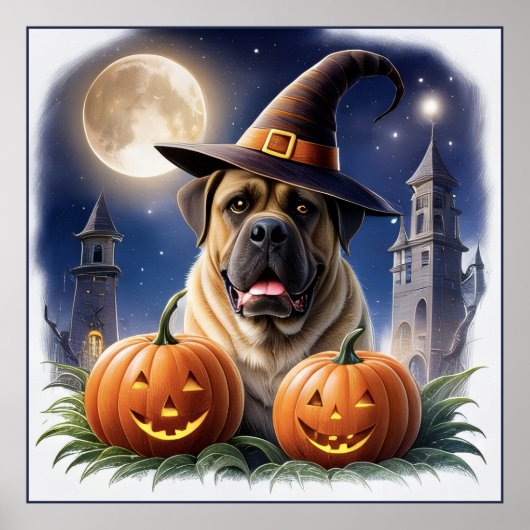 Englische Dogge Mastiff Halloween ポスター (正面)