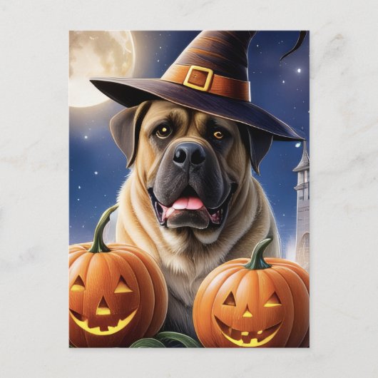 Englische Dogge Mastiff Halloween ポストカード (正面)