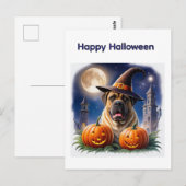 Englische Dogge Mastiff Halloween ポストカード (正面/裏面)
