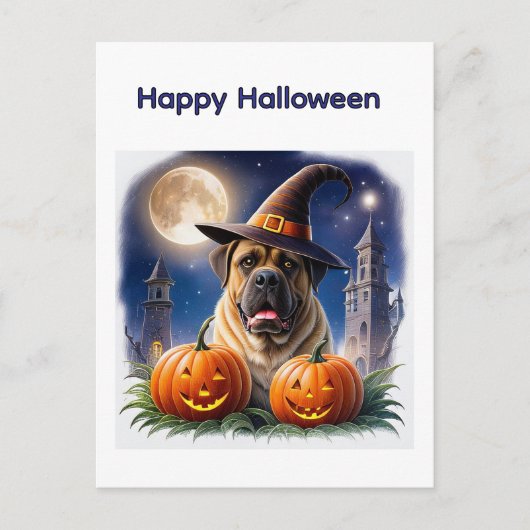Englische Dogge Mastiff Halloween ポストカード (正面)