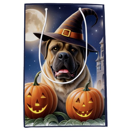 Englische Dogge Mastiff Halloween ミディアムペーパーバッグ (正面)