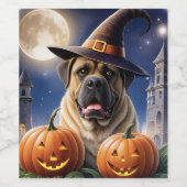 Englische Dogge Mastiff Halloween  ワインラベル (シングルラベル)