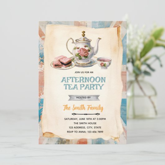 English Afternoon Tea party Invitation 招待状 (スタンド正面)