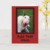 English Bull Terrier Custom Greeting Card カード (黄色い花)