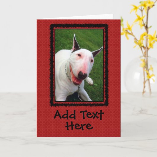 English Bull Terrier Custom Greeting Card カード (黄色い花)