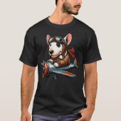 English Bull Terrier Pilot Dog Funny Aviator Tシャツ (正面)