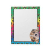 English Bulldogカラフル犬の足のパターンメモ帳 ノートパッド (回転)