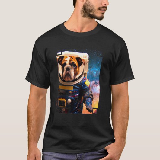 English Bulldog Astronaut   Outer Space Bulldog 2 Tシャツ (正面)