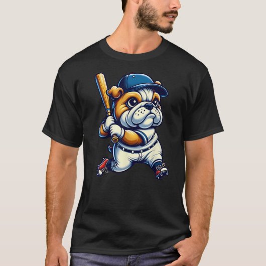 English Bulldog Baseball Player Dog Lover Men Wome Tシャツ (正面)