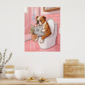 English Bulldog Bathroom Poster Wall Art Print ポスター (キッチン)