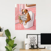 English Bulldog Bathroom Poster Wall Art Print ポスター (ホームオフィス)
