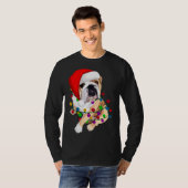 English Bulldog Christmas Dogmas Santa Hat Xmas Do Tシャツ (正面フル)