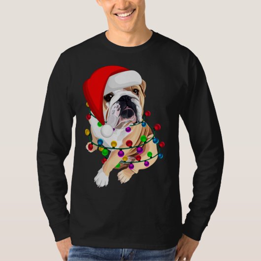 English Bulldog Christmas Dogmas Santa Hat Xmas Do Tシャツ (正面)