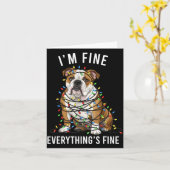 English Bulldog Christmas I'm Fine Everything Is F カード (黄色い花)
