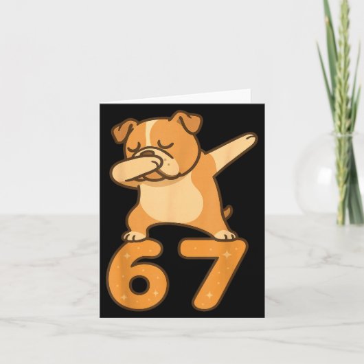 English Bulldog Dog 67 Meme Six Seven Funny Dabbin カード (正面)
