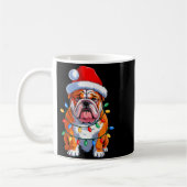 English Bulldog Dog Christmas Lights Santa Hat Xma コーヒーマグカップ (左)
