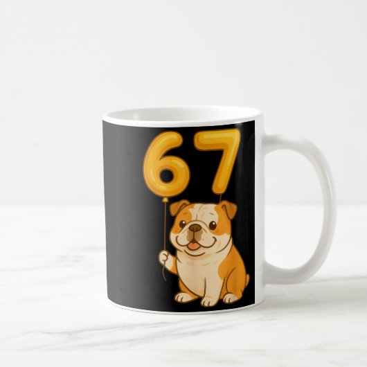 English Bulldog Dog Funny 67 Meme Six Seven Balloo コーヒーマグカップ (右)