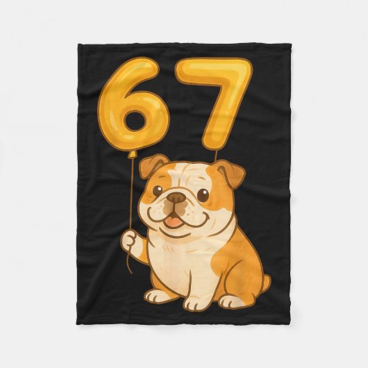 English Bulldog Dog Funny 67 Meme Six Seven Balloo フリースブランケット (正面)