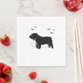 English Bulldog Dog - Halloween Moon Silhouette Ov スタンダードランチョンナプキン (インサイチュ)