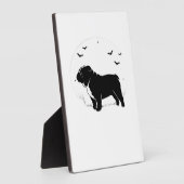 English Bulldog Dog � Halloween Moon Silhouette Ov フォトプラーク (側面)